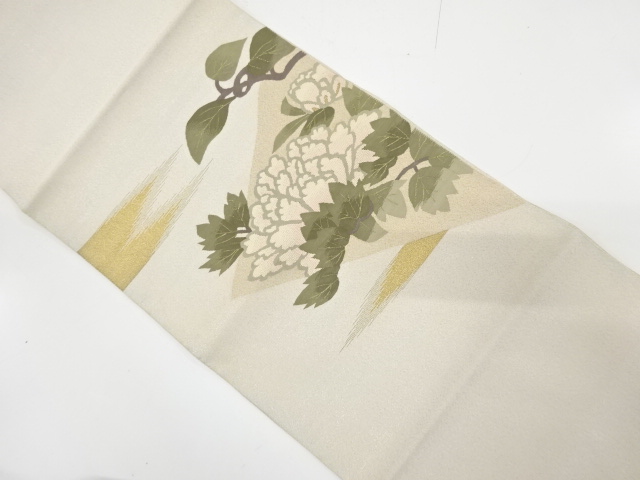 綴れ　牡丹模様織り出し　名古屋帯